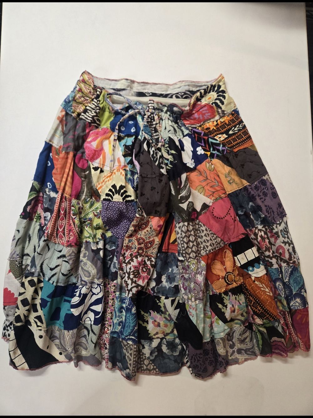 Patchwork Multi-Color Skirt - Vibrant Boho Style